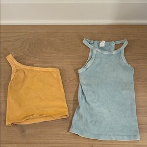 Nikibiki Orange and Sky Blue Ribbed Tank Tops